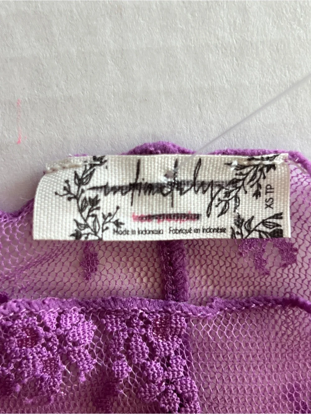 🆕 Free People Lady Lux Layering Sheer Lace Long-Sleeve Top Lilac combo XS